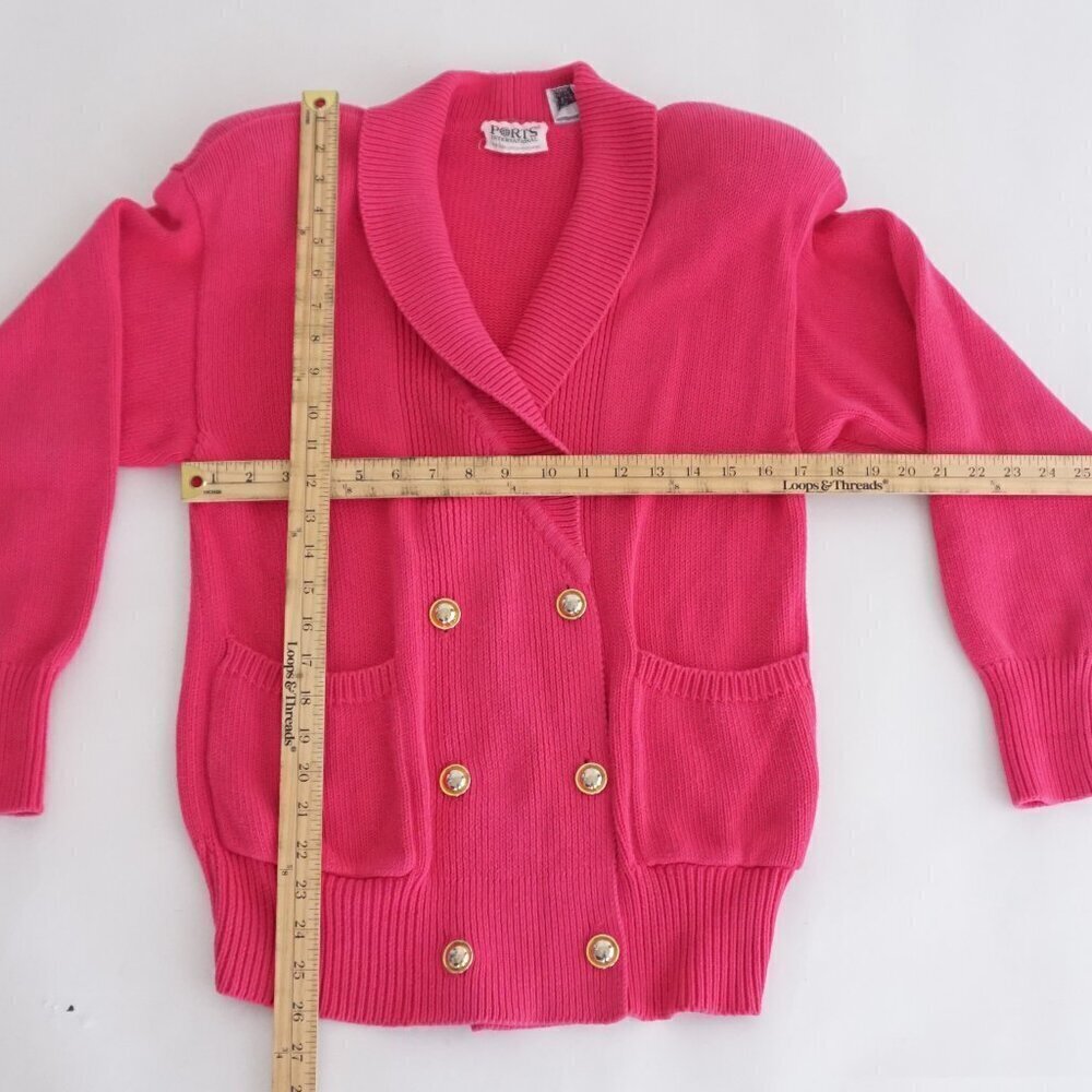 Vintage Ports International Pink Knit Double Breasted Cardigan Sweater S - Picture 4 of 11